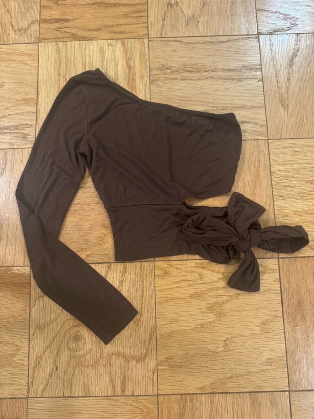 One Shoulder Brown Fashion Nova Top with cutout